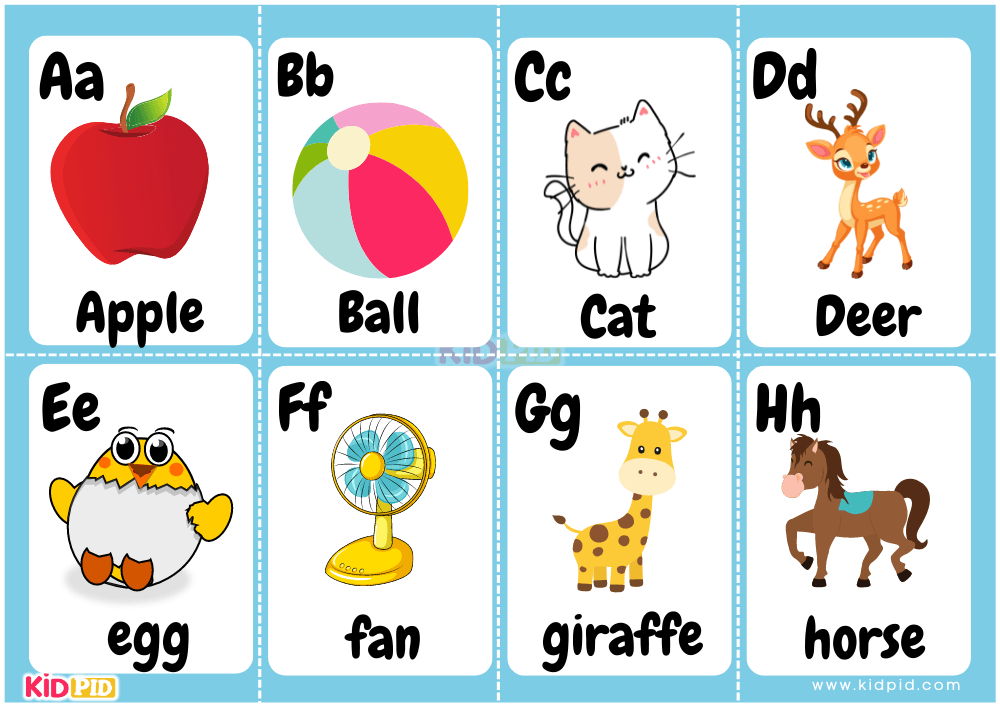 Colorful Kids English Alphabet Flashcards - Kidpid