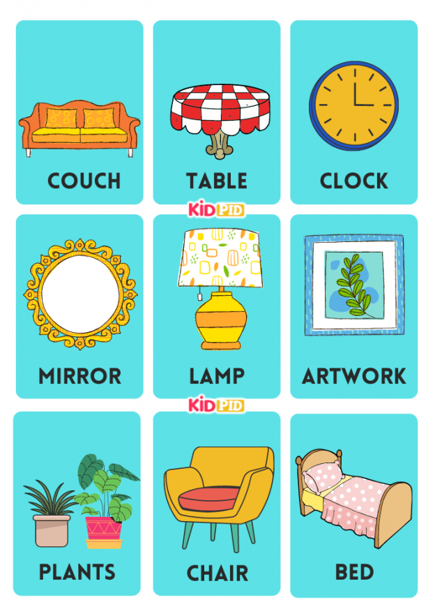 Furniture Flashcard Sheet - Kidpid