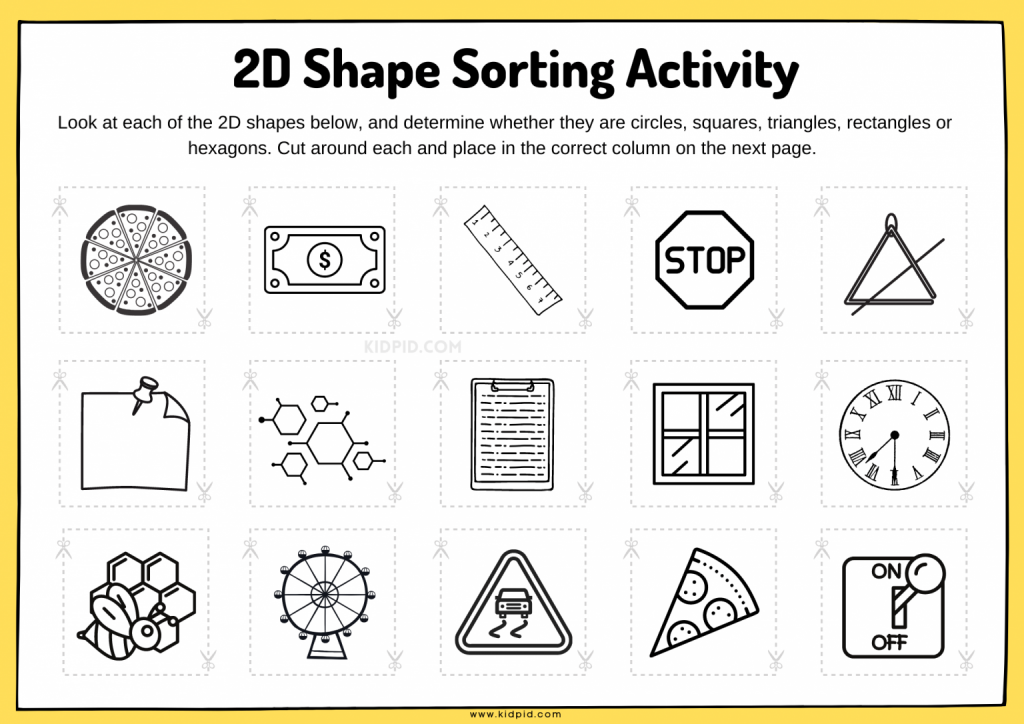 2D Shape Sorting Worksheet - Kidpid