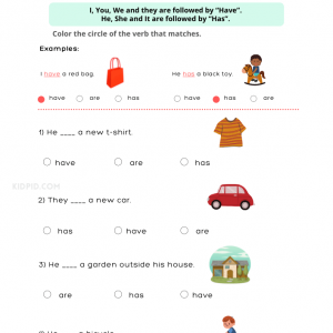 Agreement of Subjects & Verb Printable Worksheets for Grade 2