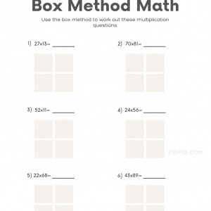 Box Method Multiplication Worksheets for 2 Digit Numbers