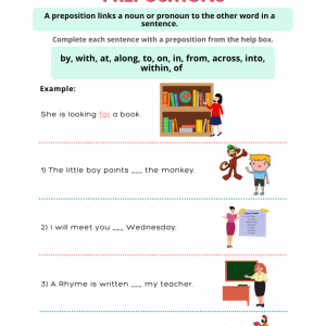 Identify Correct Prepositions Worksheets for Grade 1