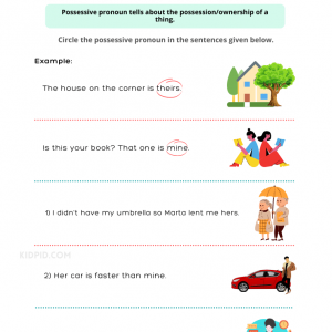 Possessive Pronouns Worksheets for Grade 1