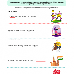 Proper and Common Nouns Printable Worksheets for Grade 1