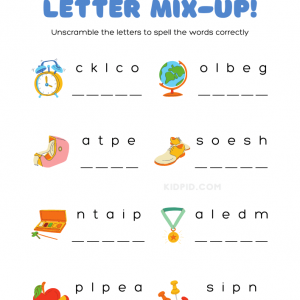 Unscramble The Letters Worksheets for Kids