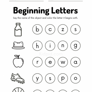 Beginning Letters Foundational Worksheet