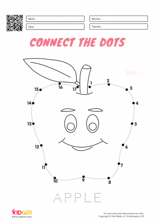 Fruits Connect the Dot Worksheets for Kids