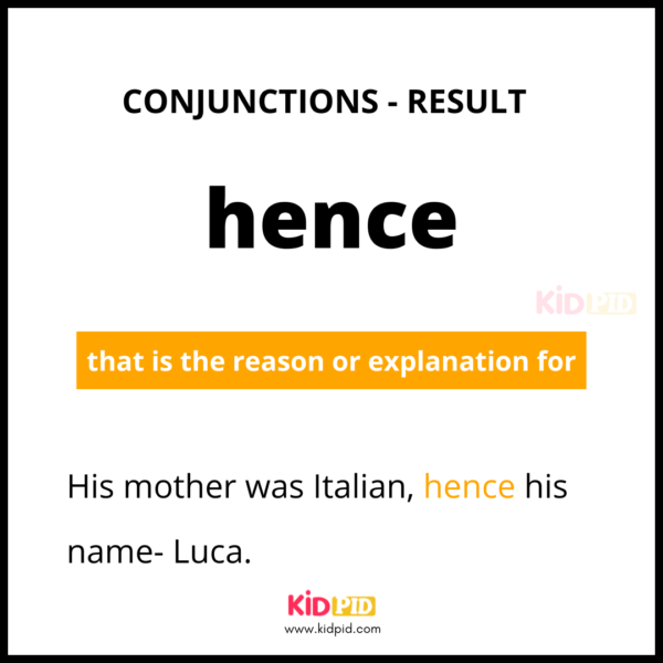 Hence - Conjunctions in English