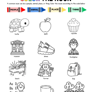 Color The Common Noun - English Grammar Worksheet