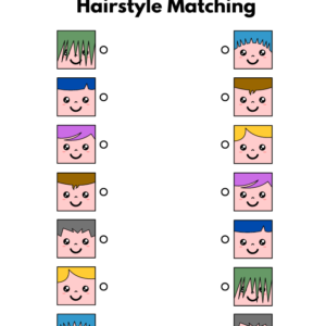 Hairstyle Matching Worksheet for Preschool