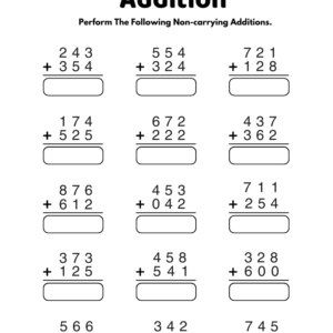 Non-carrying Addition Worksheets