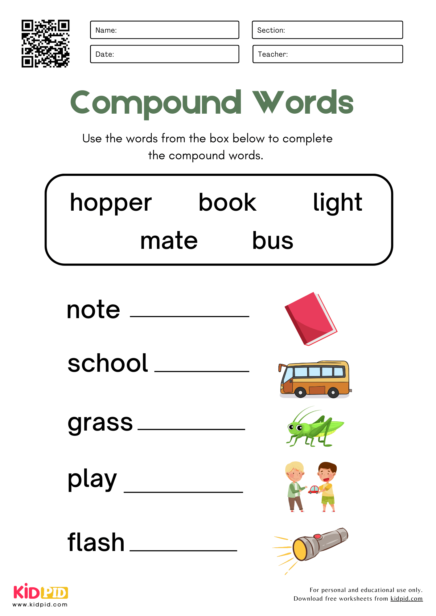 Compound Words List For Kids Pdf Infoupdate