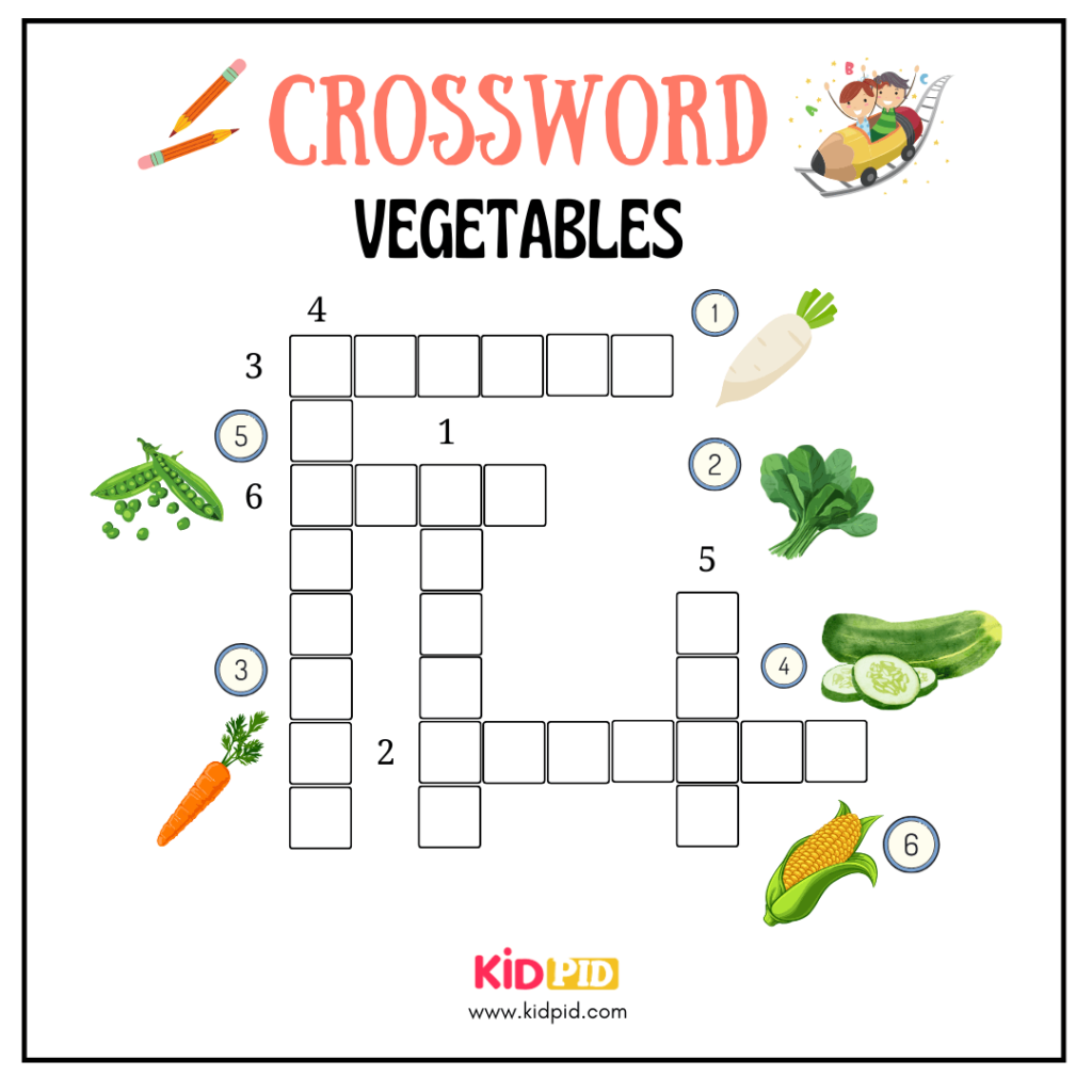 Vegetables Crosswords Worksheet For Grade 3 - Kidpid