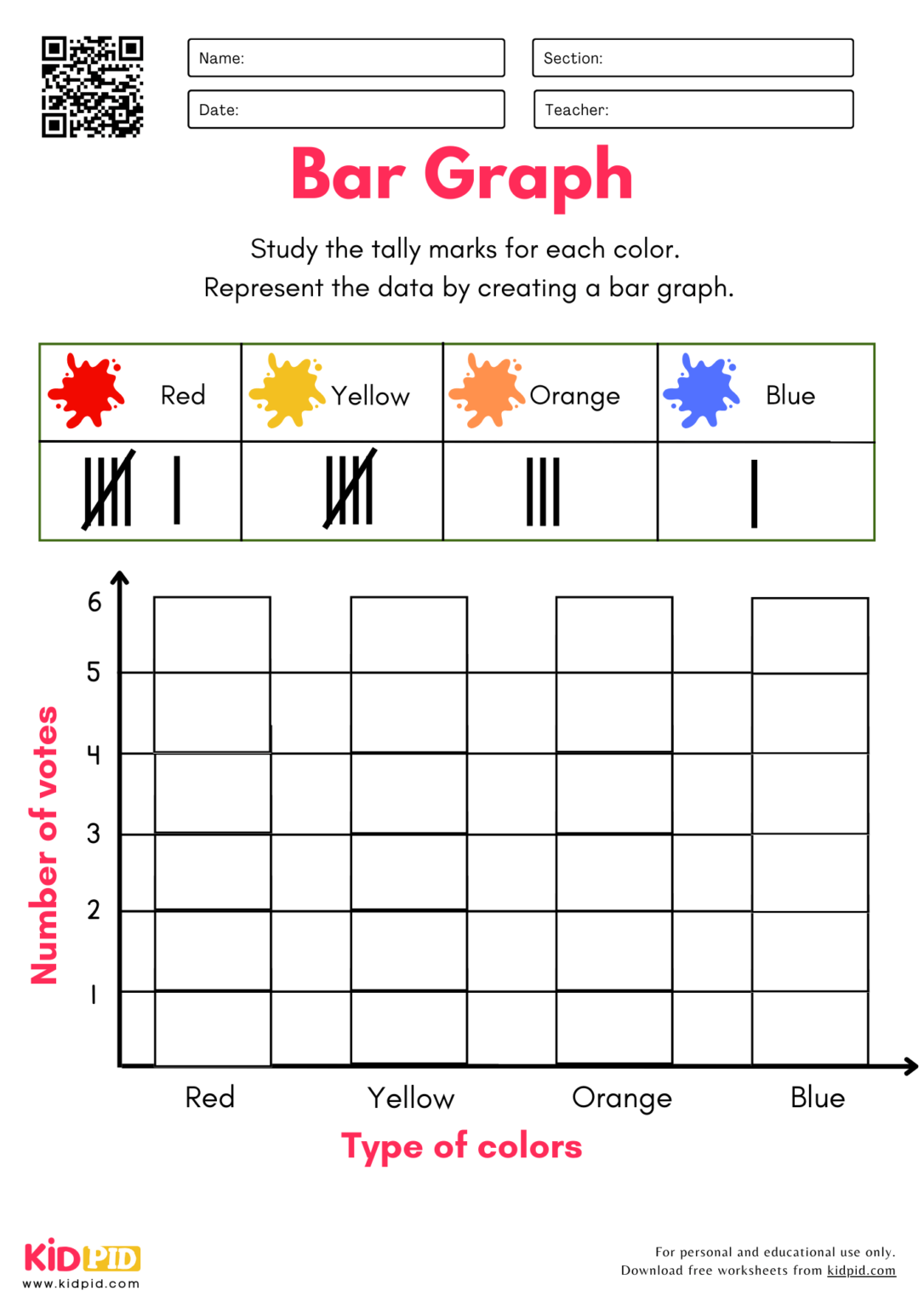 Bar Graph & Tally Marks Worksheet For Grade 3 - Kidpid