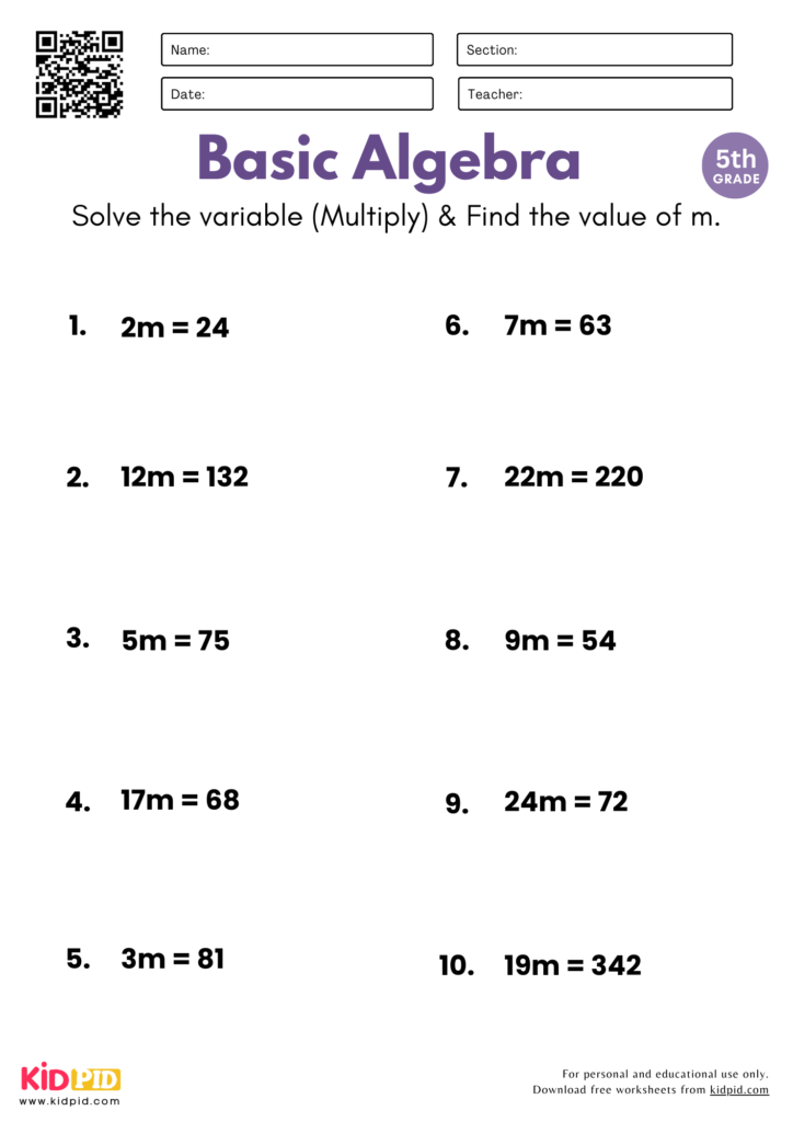 Basic Algebra By Multiply Worksheet For Grade 5 Kidpid basic-algebra-by-multiply-worksheet-for-grade-5-kidpid