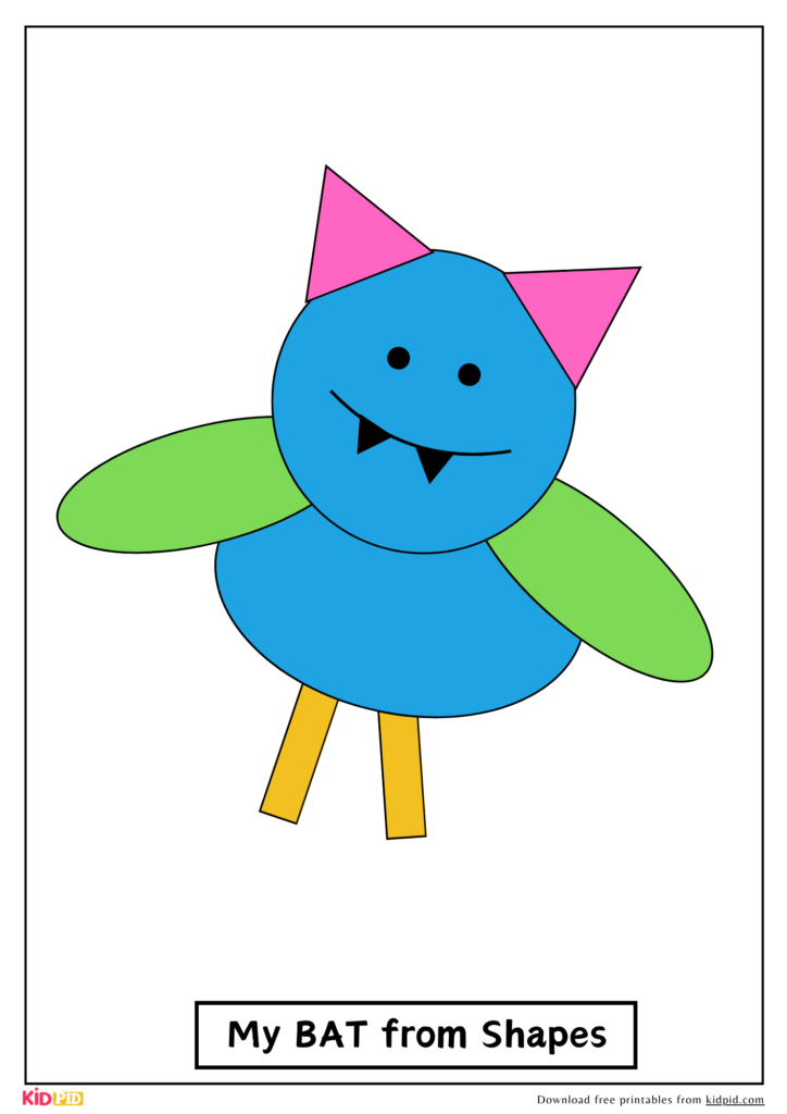 Shape Bat Cut Out Printable for Kids: Coloring & Puzzle Activity - Kidpid