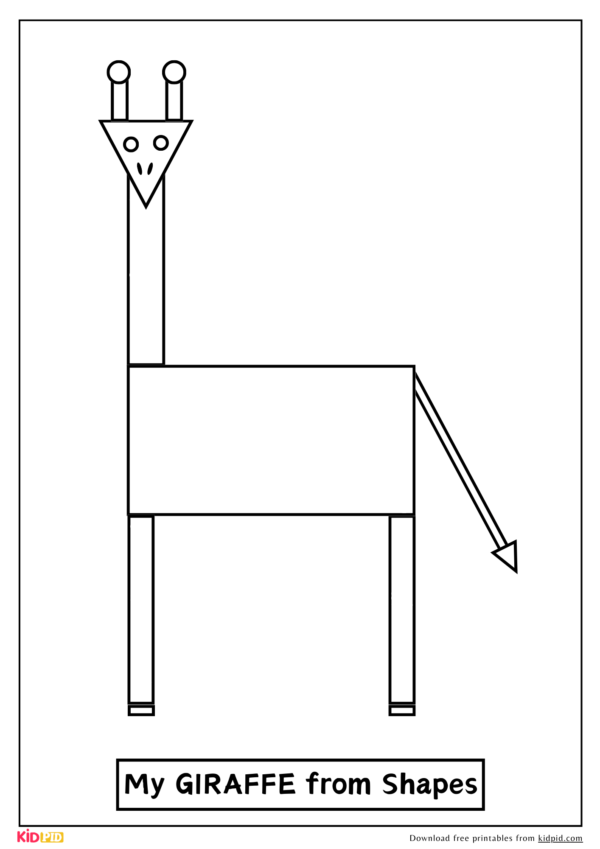 Printable Shape Giraffe Cut-Outs: Coloring and Puzzle Activity for Kids