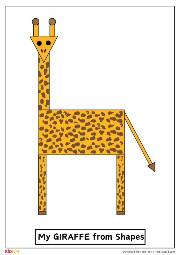 Printable Shape Giraffe Cut-Outs: Coloring and Puzzle Activity for Kids