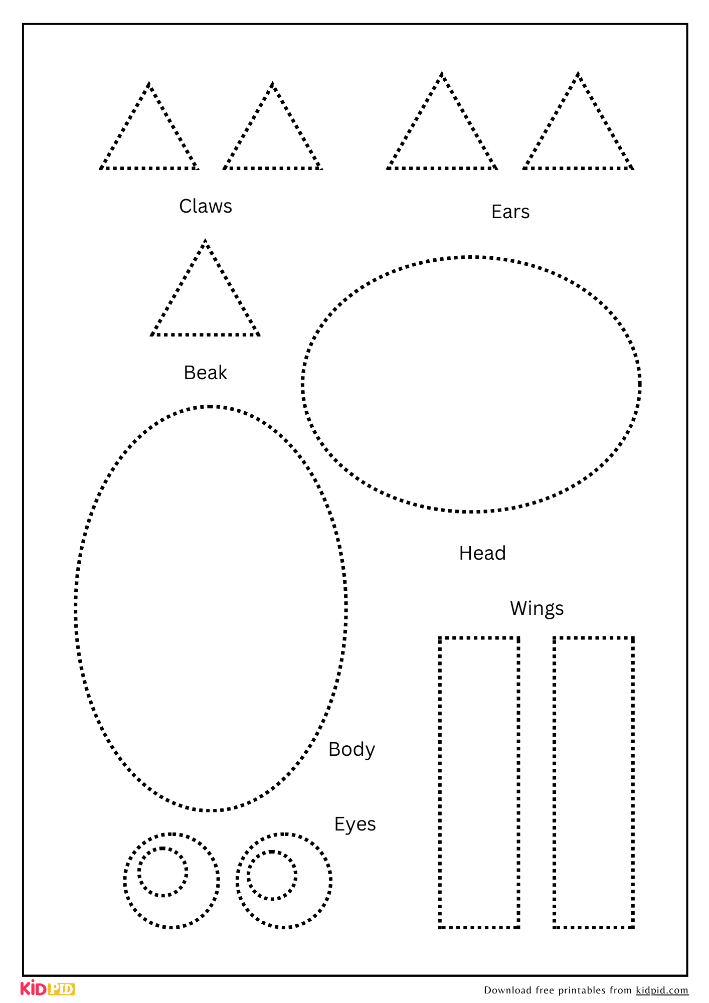 Shape Owl Cut Out Printable for Kids: Cut Out & Puzzle Activity