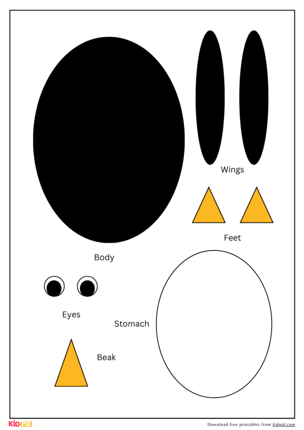 Printable Penguin Shape Cut-Outs: Coloring and Puzzle Fun for Children