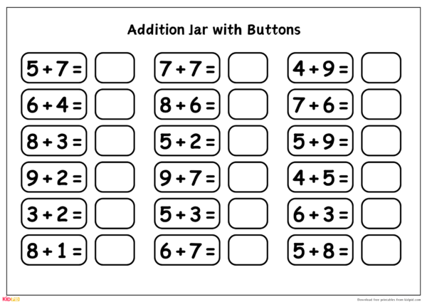 Addition Jar with Buttons - Free Printable