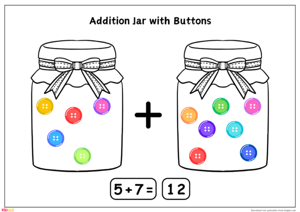 Addition Jar with Buttons - Free Printable