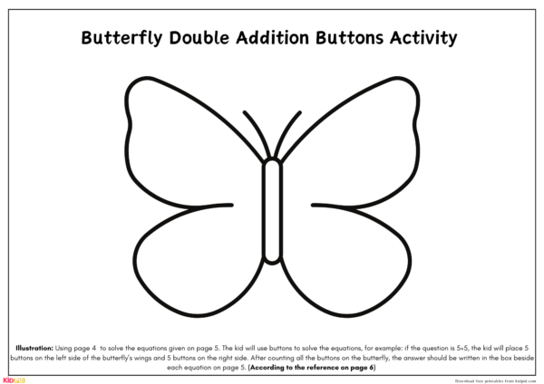 Butterfly Double Addition Buttons Printable Activity