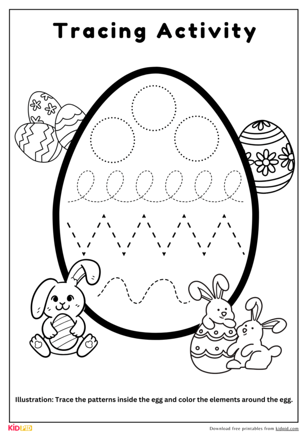 Easter Tracing & Coloring Activities For Kids - Free Printable
