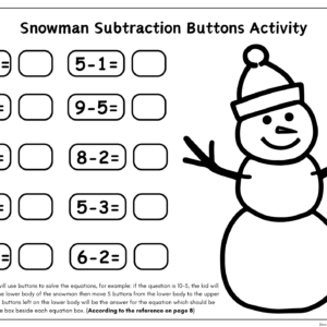 Snowman Subtraction Buttons Activity