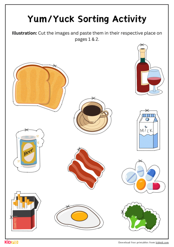 Yum And Yuck Sorting Activity Printable