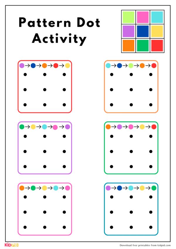 Connect the Dots by Color Pattern Printable