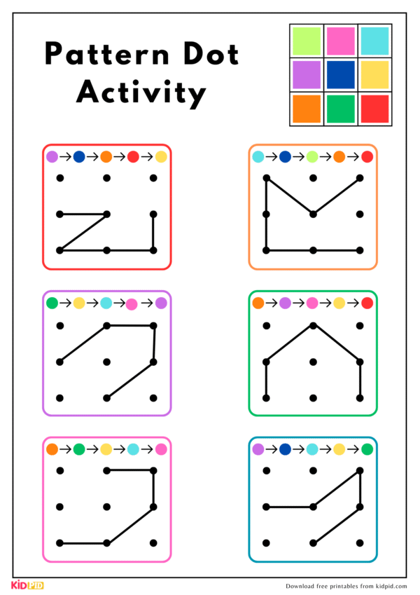 Connect the Dots by Color Pattern Printable