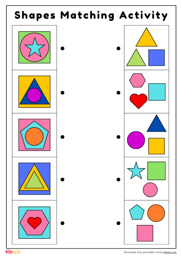 Connect The Shapes - Matching Activity For Kindergarten