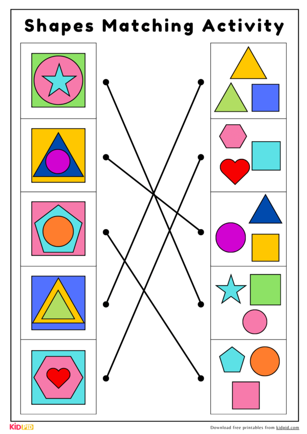 Connect The Shapes - Matching Activity For Kindergarten