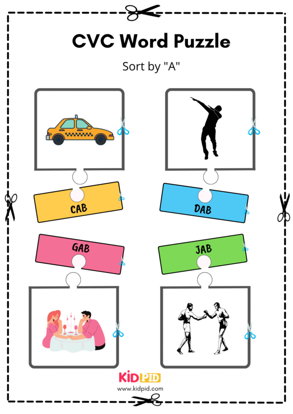 CVC Word Puzzle Vowel "A"