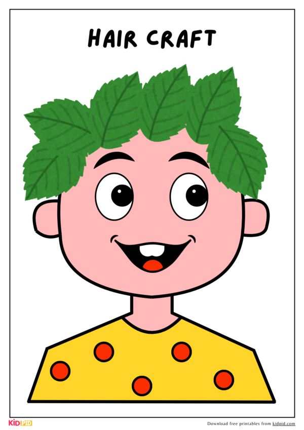 Leaf Hair Art & Craft Printable Activity For Kids