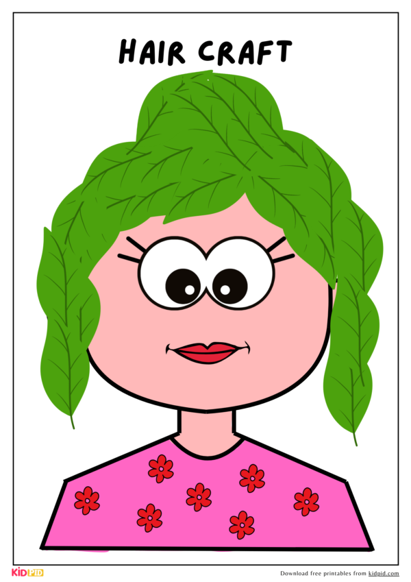 Leaf Hair Art & Craft Printable Activity For Kids
