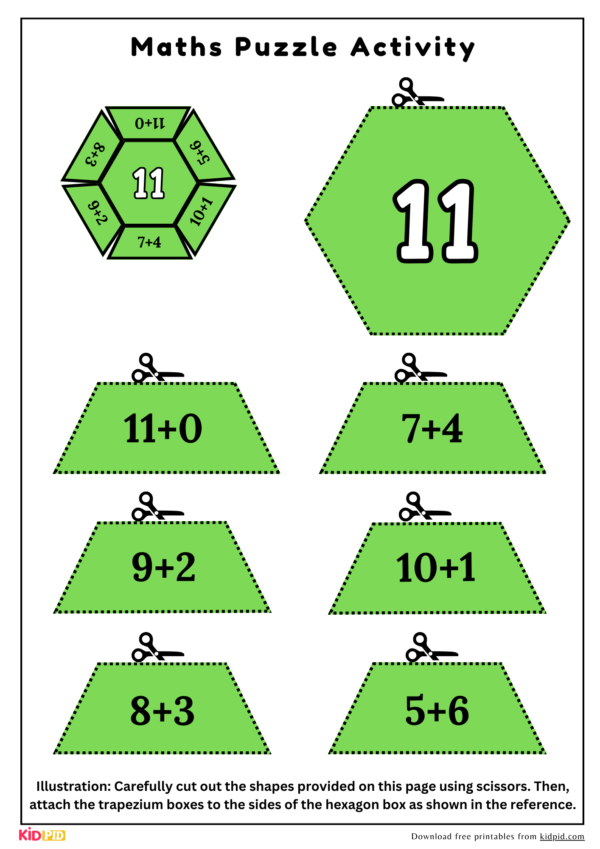Math Puzzles Addition (11-20) Printable Activity