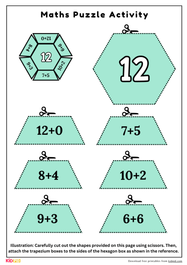 Math Puzzles Addition (11-20) Printable Activity