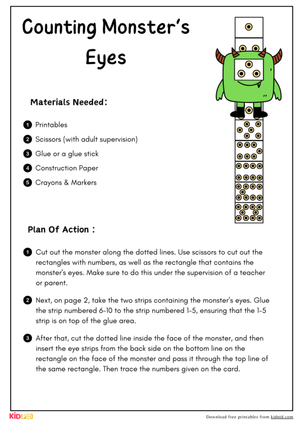 Monster Eye's Counting Board Learning Activity