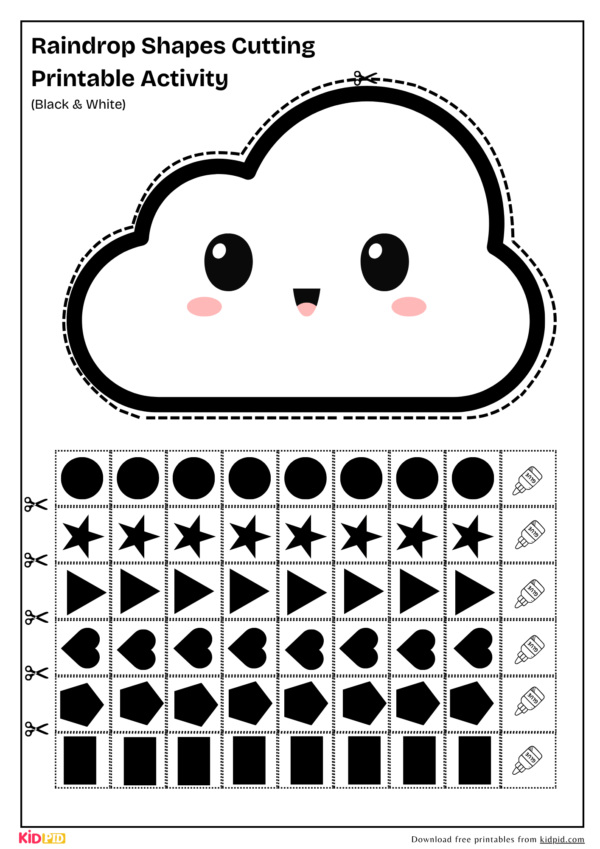 Raindrop Shapes Cutting Printable Activity