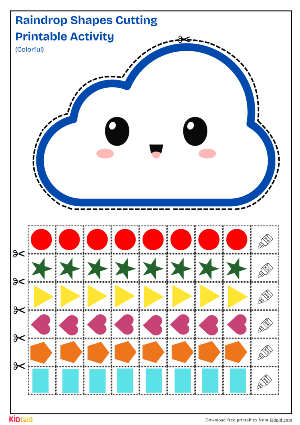 Raindrop Shapes Cutting Printable Activity