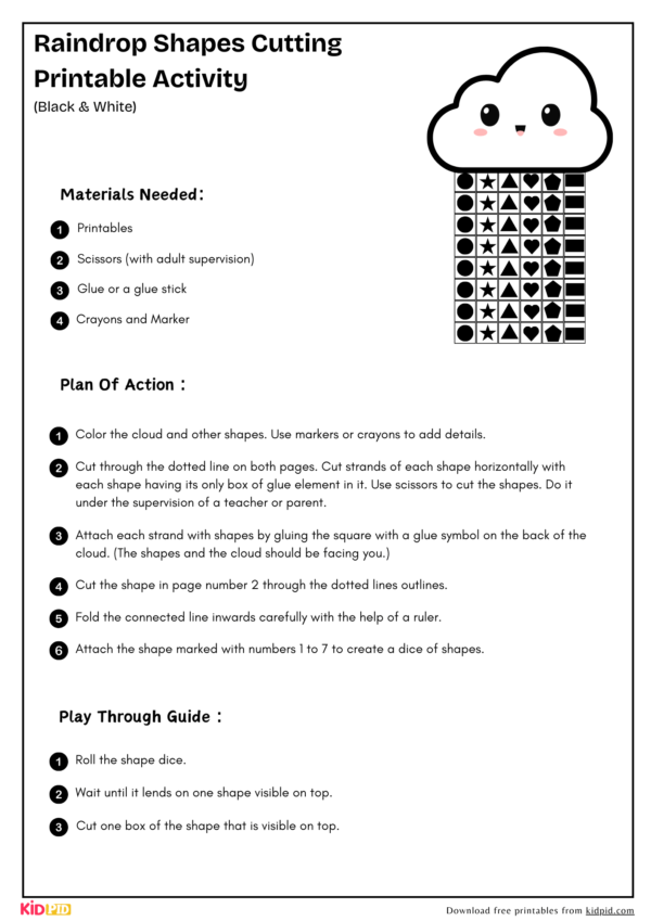Raindrop Shapes Cutting Printable Activity