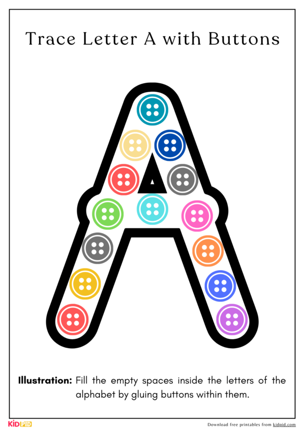 Uppercase Alphabet Tracing With Buttons