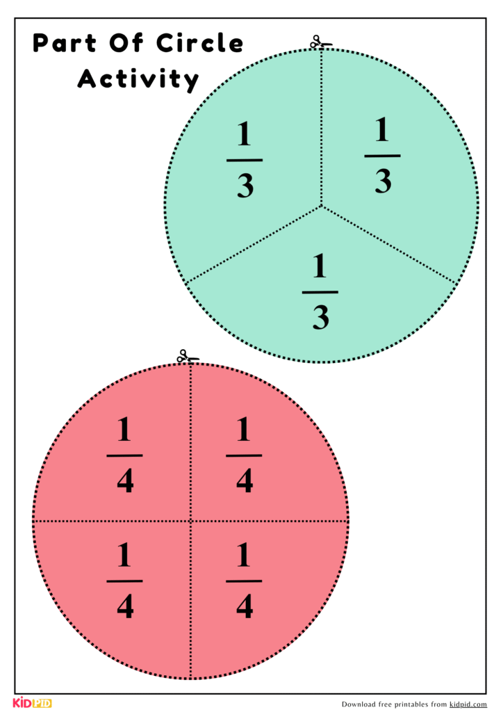 Parts of a Circle: Fraction Cut-Out Activity Printable - Kidpid
