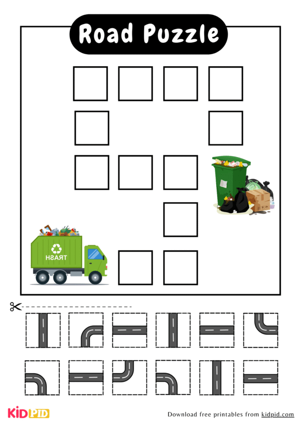 Road Puzzle Worksheet Activity For Kids