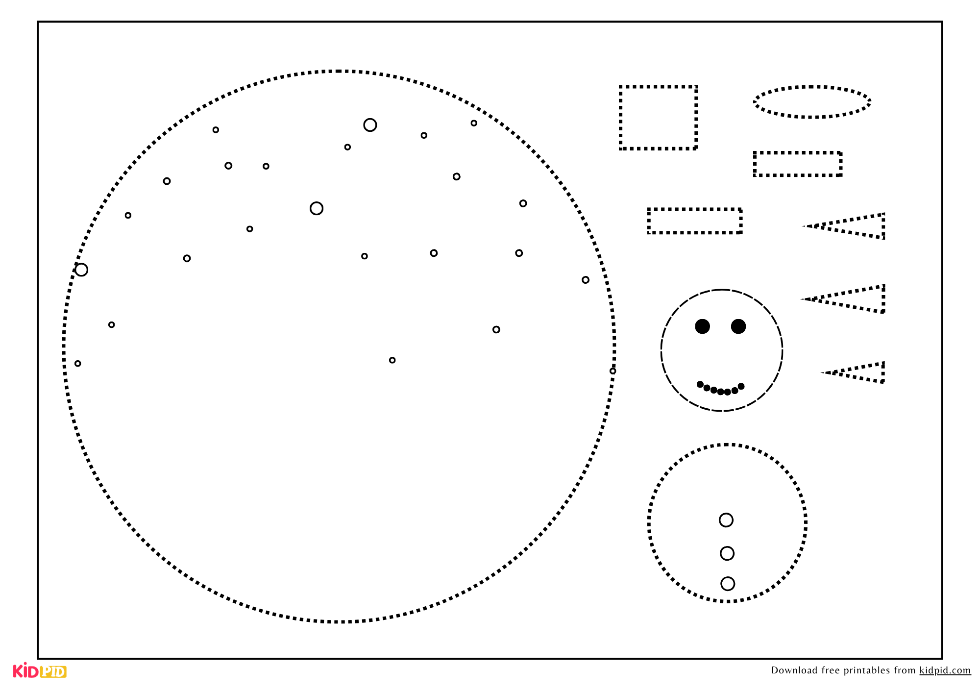 Printable Snowman Cutout Using Geometric Shapes