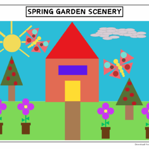 Spring Garden Scene Cutout Worksheet Activity For Kids