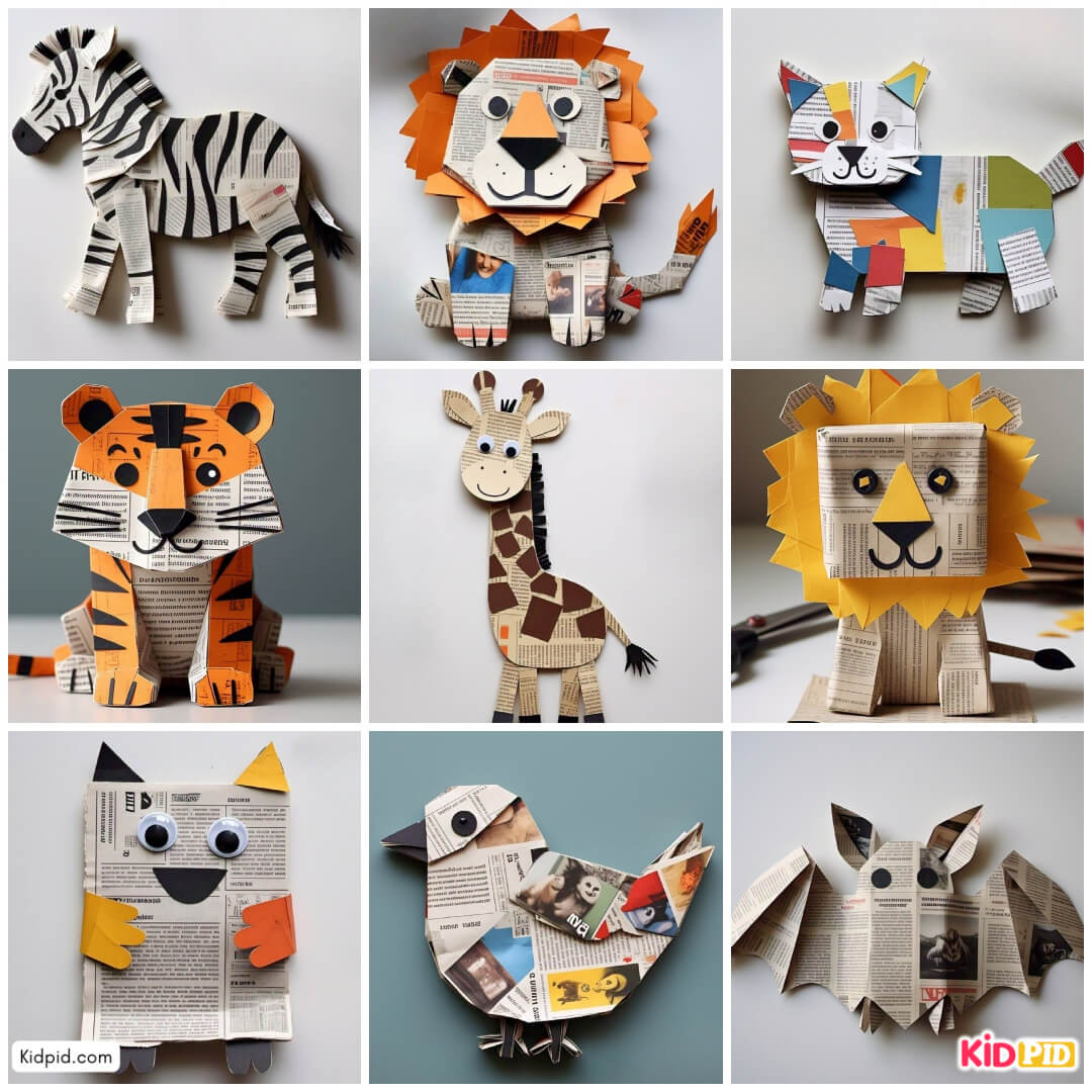 Creative Newspaper Animal Crafts