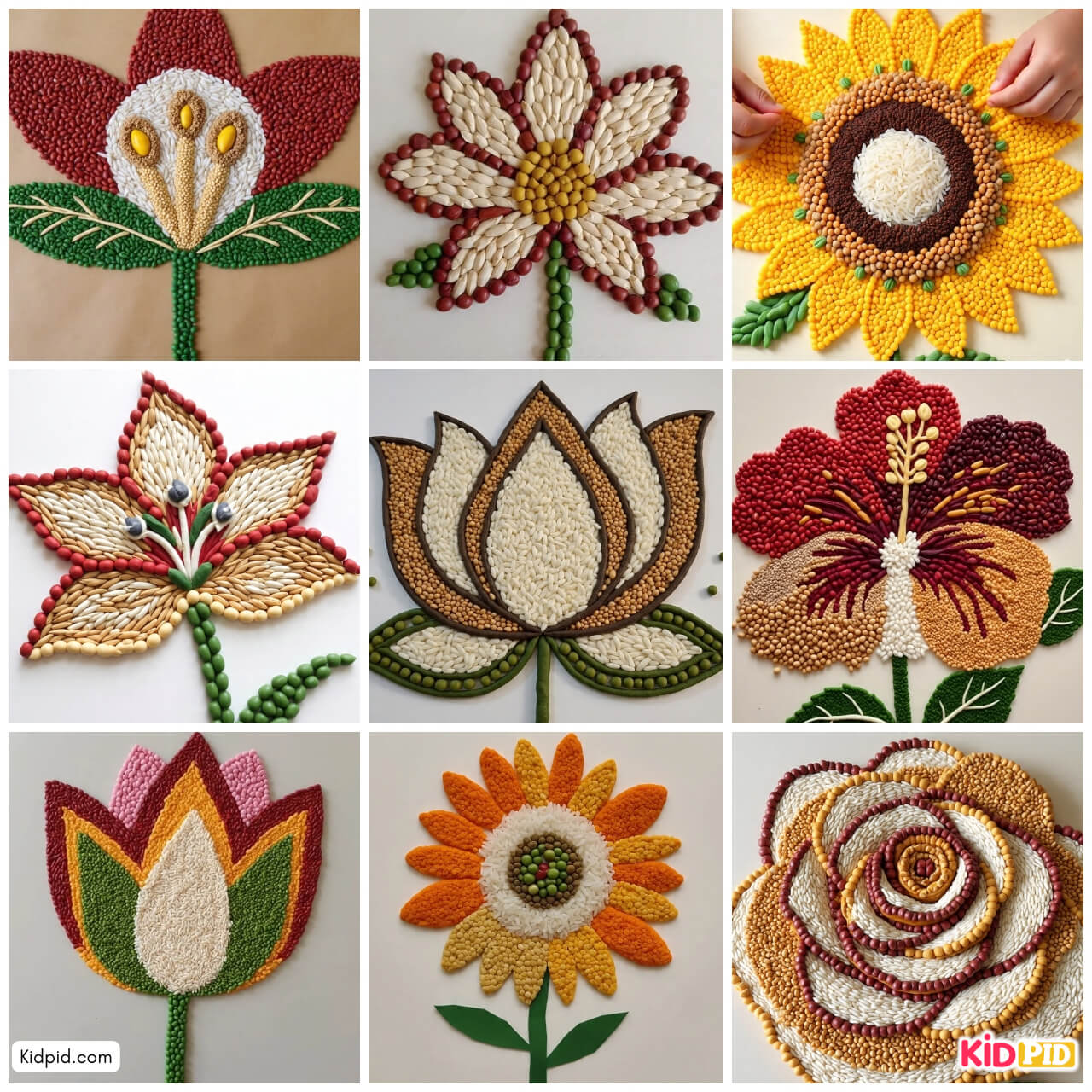 Food Grains Flower Art For Kids
